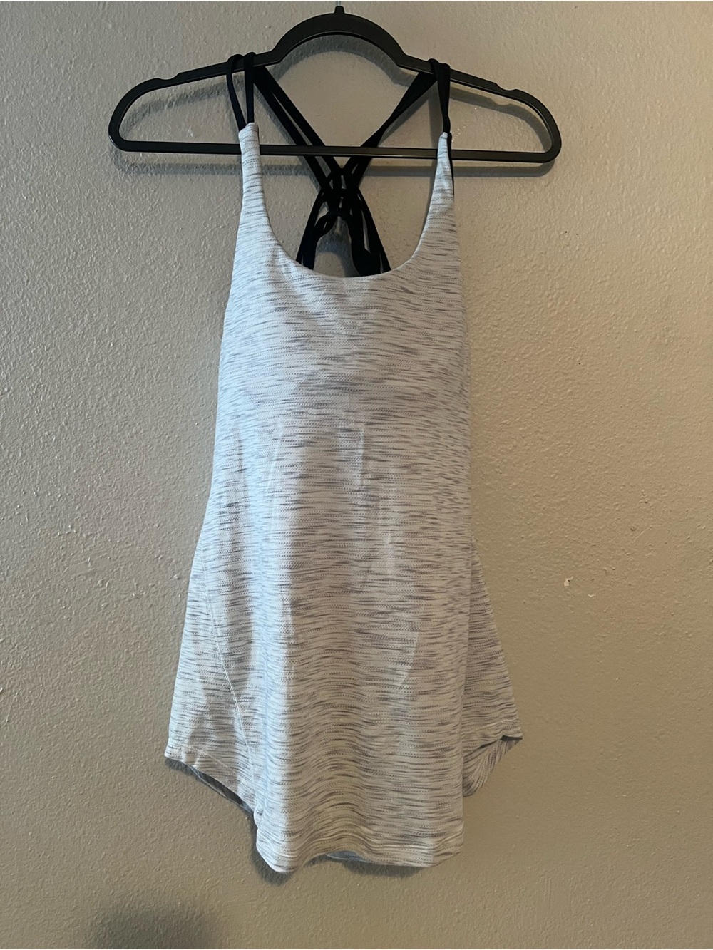 Lululemon Slay The Studio 2-In-1 Tank Tiger Space Dye Hail White Titanium Size 8